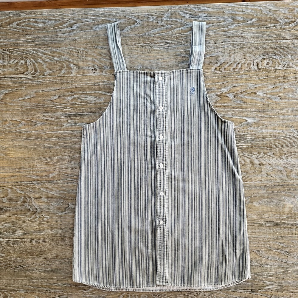 Scotch & Soda Striped Corduroy Pinafore Apron Top Button Front Gray Green S/M